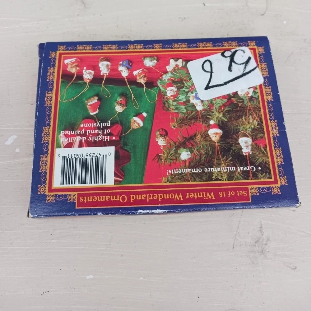 Winter Wonderland Miniature‎ Christmas Ornaments Set of 18 Multicolor Polystone